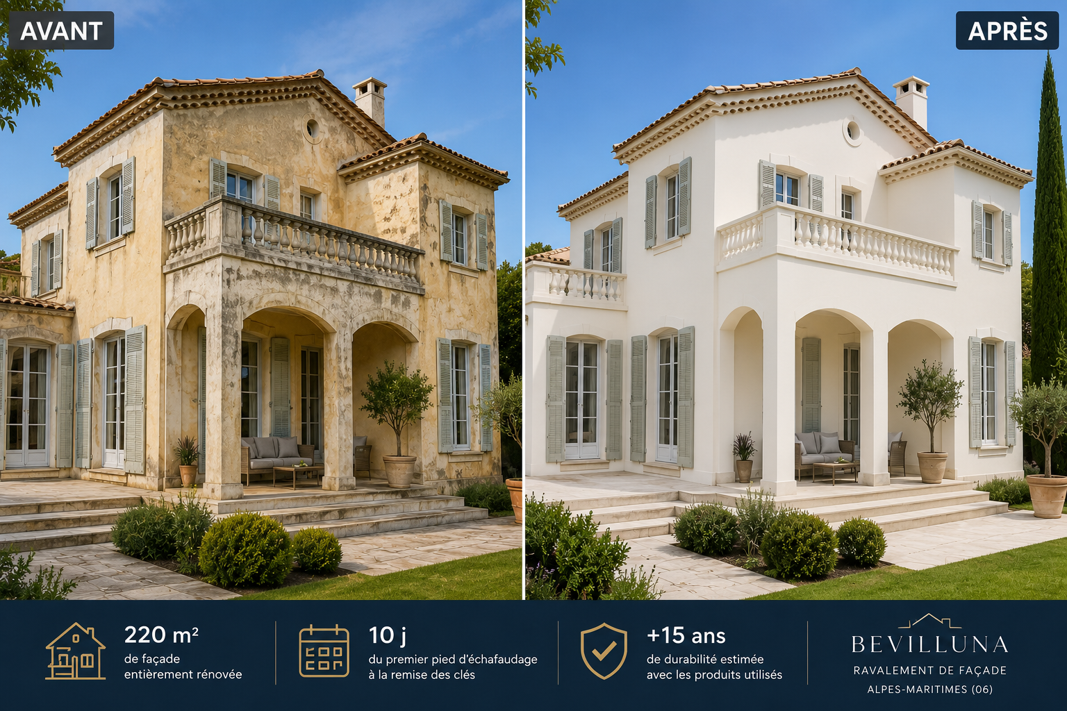Modernisation d’une façade et ravalement de maison à Antibes
