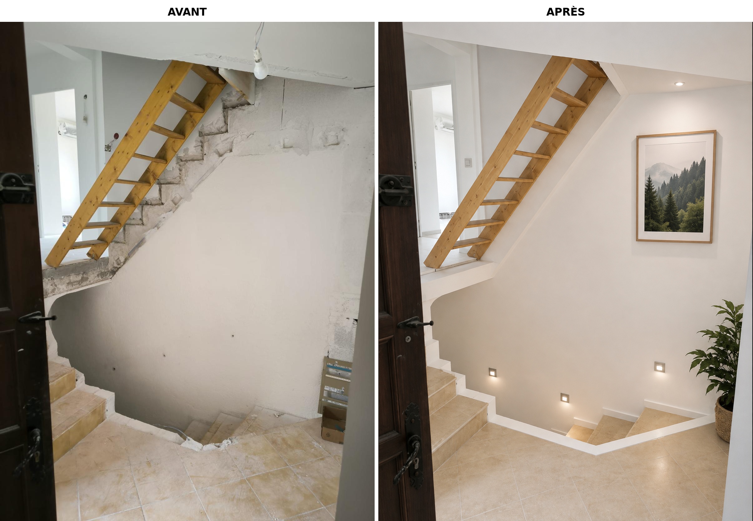Rénovation complète d&rsquo;une cage d&rsquo;escalier : le chantier avant/après